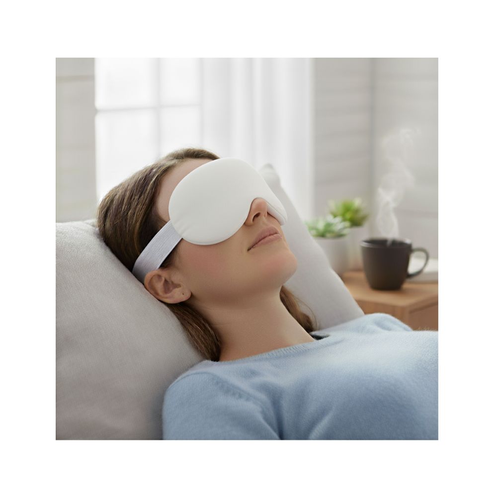 Women wearing heat therapy compress mask
