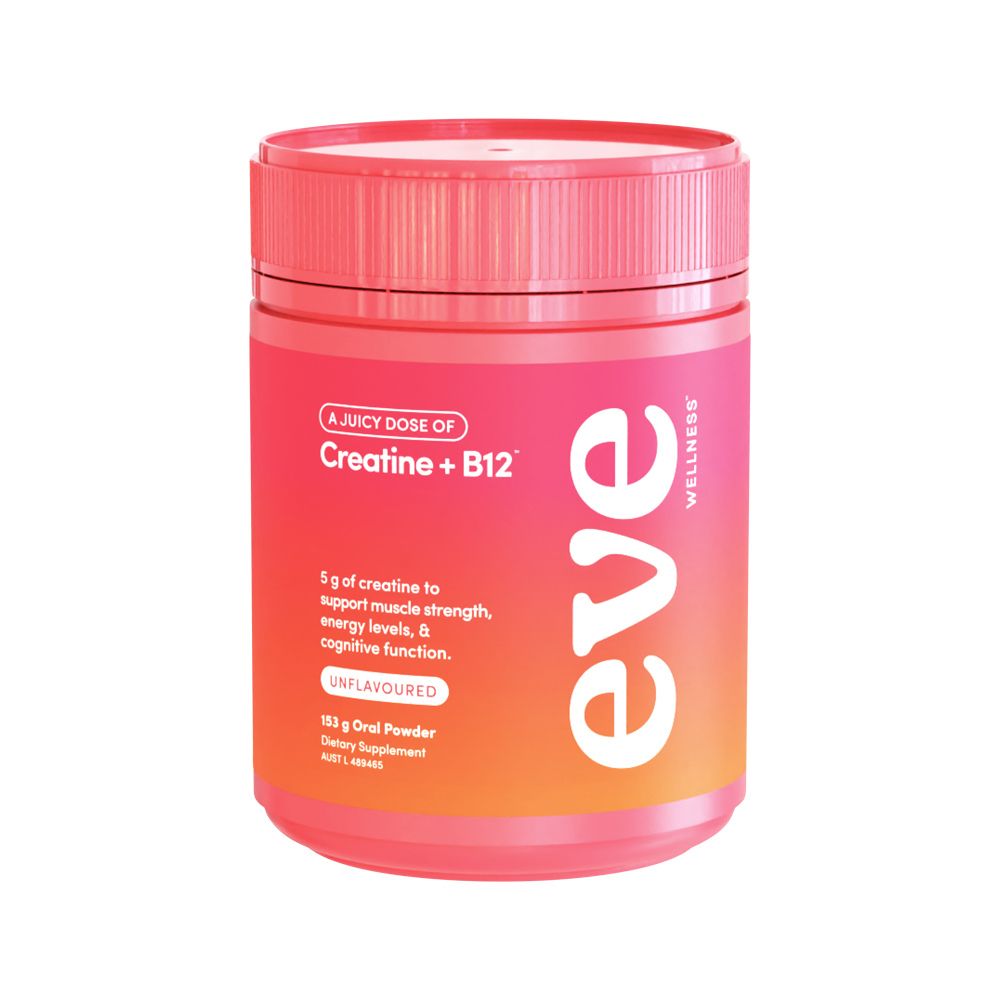eve wellness creatine plus b12 vitamin supplement front of container
